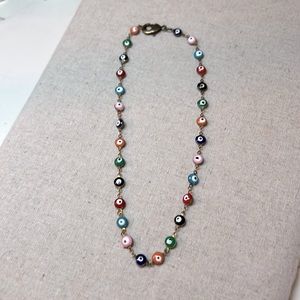 NWOT antique gold choker with multi color beads